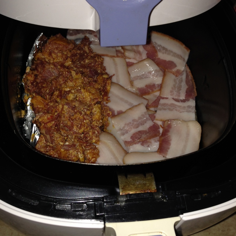 Then opened up some purefoods chili corned beef and put it in the air fryer too.